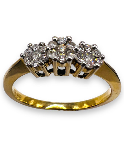 10k Gold 3 Set Diamond Cluster Ring