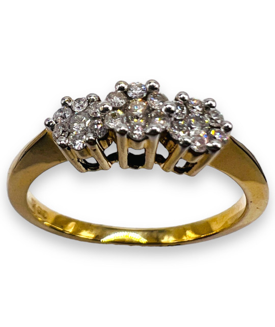 10k Gold 3 Set Diamond Cluster Ring