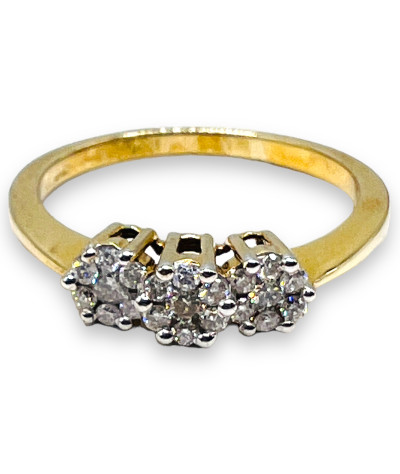 10k Gold 3 Set Diamond Cluster Ring