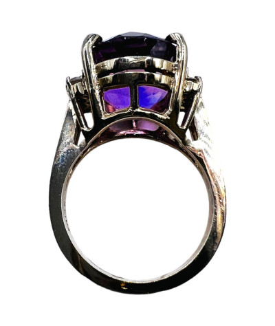 Amethyst Diamond Ring 14k White Gold size 6.5