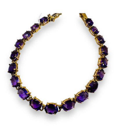 19 Gemstone Amethyst Tennis Bracelet - 10k Gold