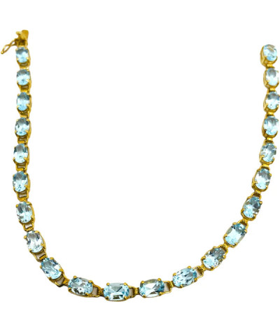 Blue Topaz Tennis Bracelet 10k Gold