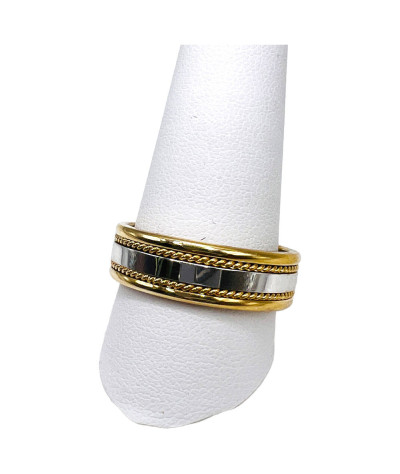 Men's Wedding Band Ring 14k White & Yellow Gold size 12