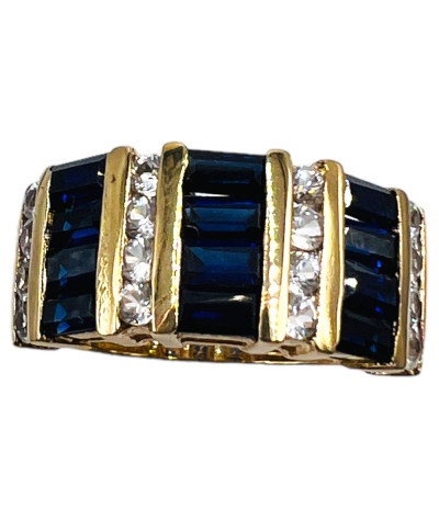 Blue Sapphire Cubic Zirconia 14k Gold Ring