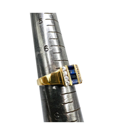 Blue Sapphire Cubic Zirconia 14k Gold Ring