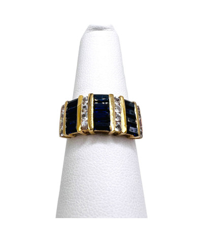 Blue Sapphire Cubic Zirconia 14k Gold Ring