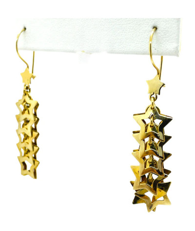 Gold Star Drop Dangle Earrings 14k Gold