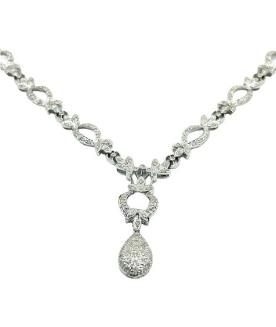 Diamond Necklace 18-inch 14k White Gold Chain