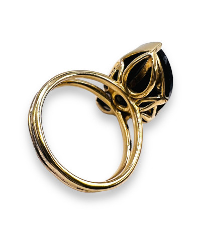 Diamond & Black Onyx Ring 14k Gold - size 8