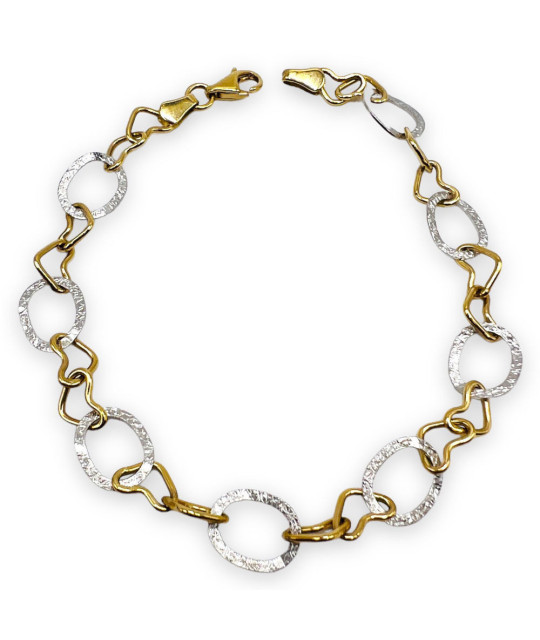 14k Two-Tone Heart Circles Bracelet