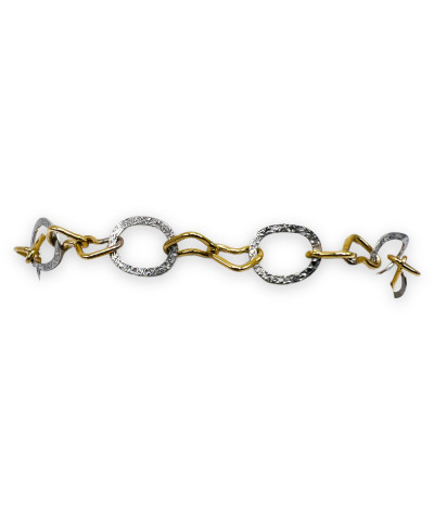 14k Two-Tone Heart Circles Bracelet