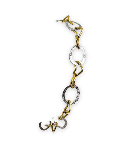 14k Two-Tone Heart Circles Bracelet