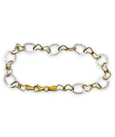 14k Two-Tone Heart Circles Bracelet