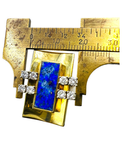 Lapis Diamond Ring 18k Gold - size 8.5