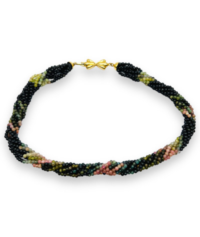 African Tourmaline Bead Necklace 14k Gold