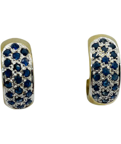 Blue Sapphire Huggie Hoop Earrings 14k Gold