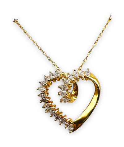 Heart Diamond Slide Pendant 18k Gold