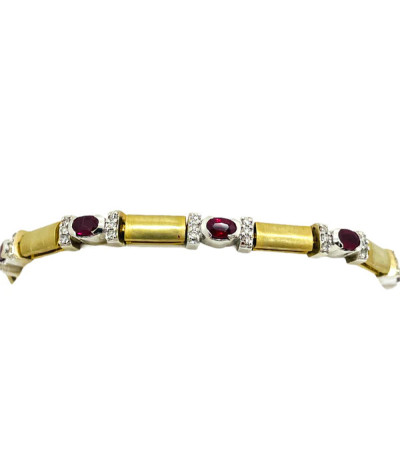 Tennis Bracelet Ruby & Diamonds 14k Gold