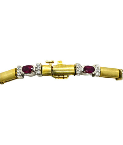 Tennis Bracelet Ruby & Diamonds 14k Gold