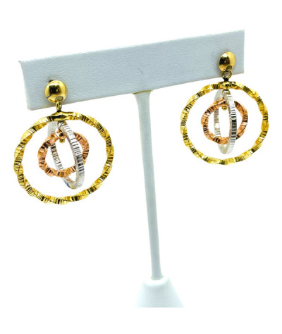 14k Tri-Gold Dangle Earrings