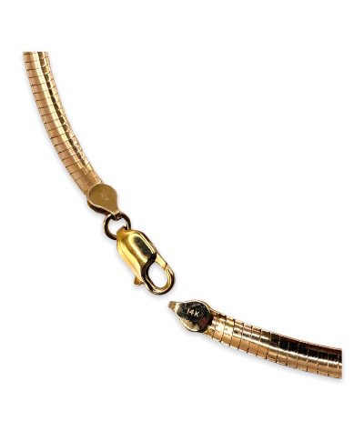 14k Solid Yellow Gold Omega Necklace