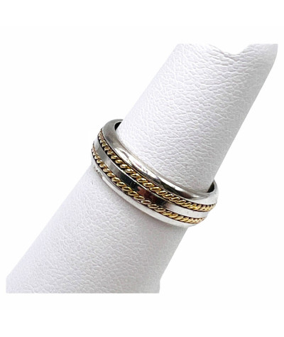 Women's White & Yellow Gold Wedding Band Ring - size 6