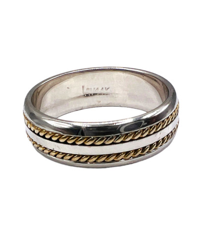 Women's White & Yellow Gold Wedding Band Ring - size 6