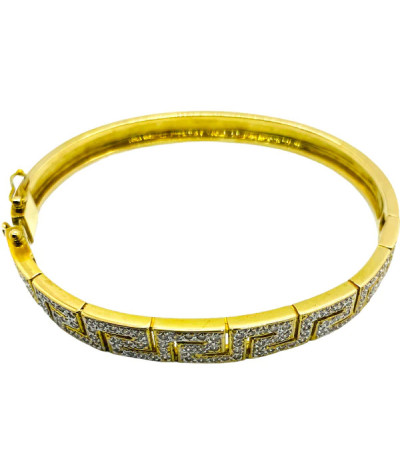 Greek Design Diamond 14k Gold Bangle Bracelet