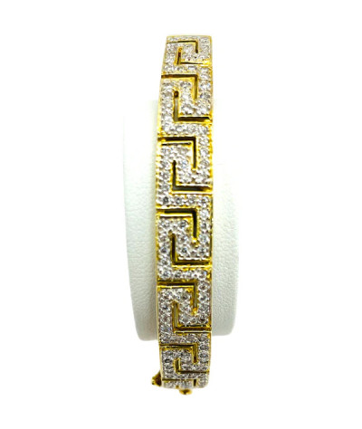 Greek Design Diamond 14k Gold Bangle Bracelet