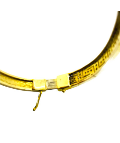 Greek Design Diamond 14k Gold Bangle Bracelet