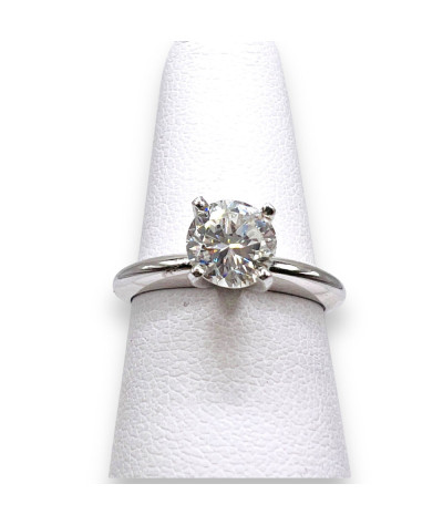 14k White Gold Solitaire Diamond Engagement Ring size 5.75