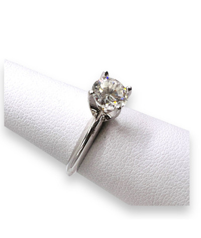 14k White Gold Solitaire Diamond Engagement Ring size 5.75