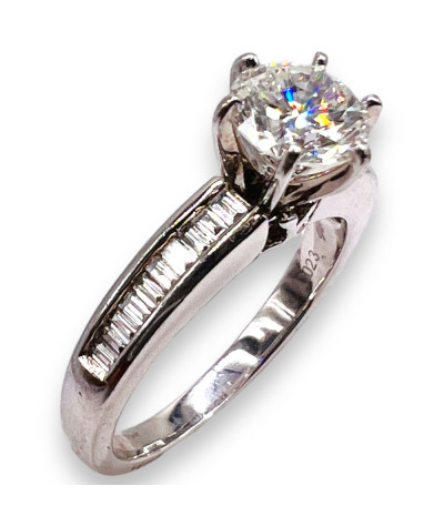 14k White Gold Diamond Solitaire Engagement Ring - size 5.75