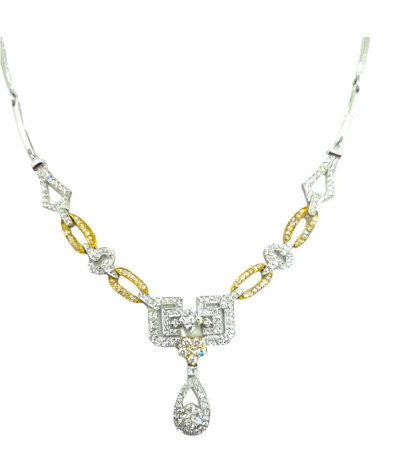 Diamond Necklace 18k White & Yellow Gold