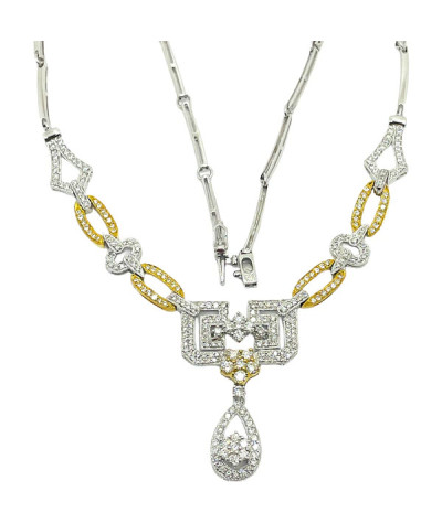 Diamond Necklace 18k White & Yellow Gold