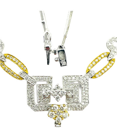 Diamond Necklace 18k White & Yellow Gold