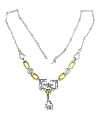 Diamond Necklace 18k White & Yellow Gold