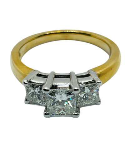 14k Gold Diamond Ring Princess Cut - size 7