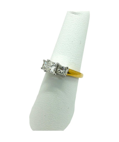 14k Gold Diamond Ring Princess Cut - size 7