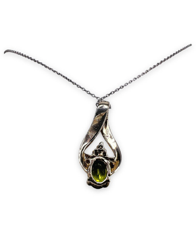 14k White Gold Diamond & Peridot Slide Pendant Necklace