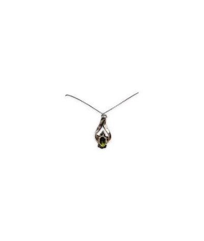 14k White Gold Diamond & Peridot Slide Pendant Necklace