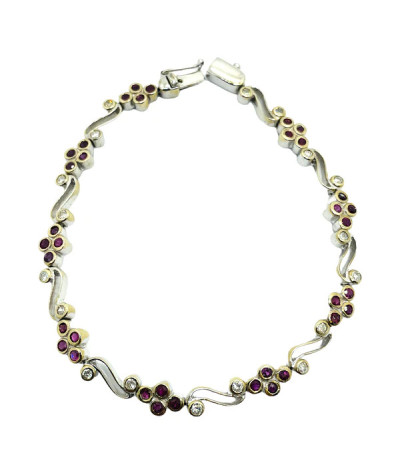 Ruby & Diamond Bracelet 14k White Gold