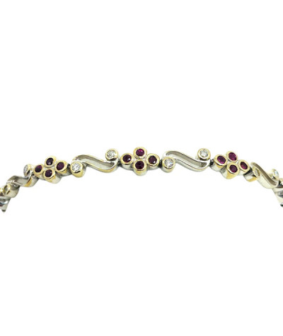 Ruby & Diamond Bracelet 14k White Gold