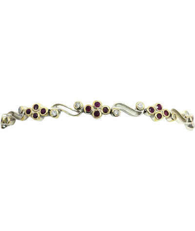 Ruby & Diamond Bracelet 14k White Gold