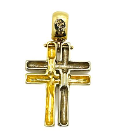 14k White & Yellow Gold Cross