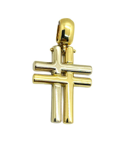 14k White & Yellow Gold Cross