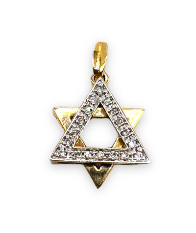 Star Of David 14k White & Yellow Gold w/Diamonds