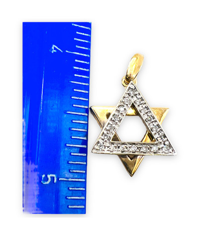 Star Of David 14k White & Yellow Gold w/Diamonds