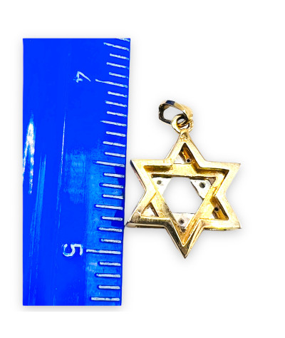 Star Of David 14k White & Yellow Gold w/Diamonds