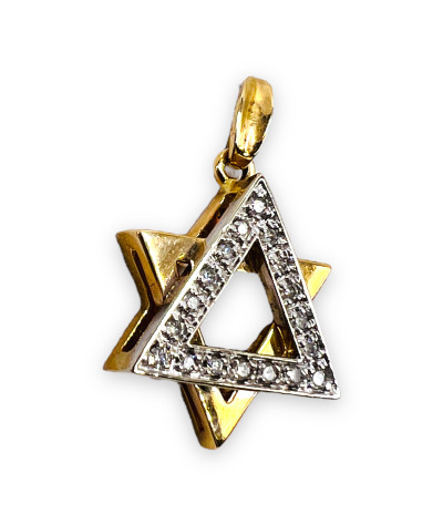 Star Of David 14k White & Yellow Gold w/Diamonds